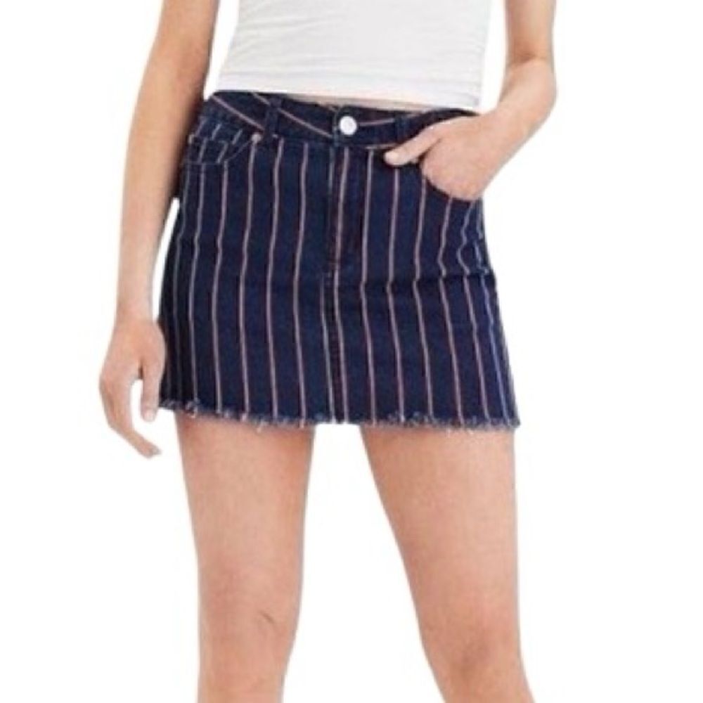American Eagle striped denim jean high rise mini skirt size 00